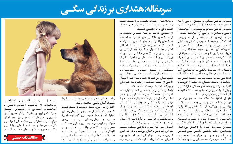 روزنامه سراج/هشداری بر زندگی سگی
